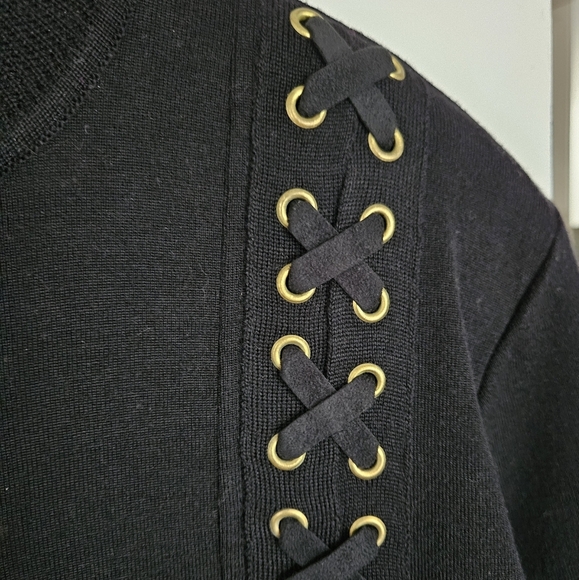 Vintage black wool blend lace up sweater dress - Picture 3 of 8